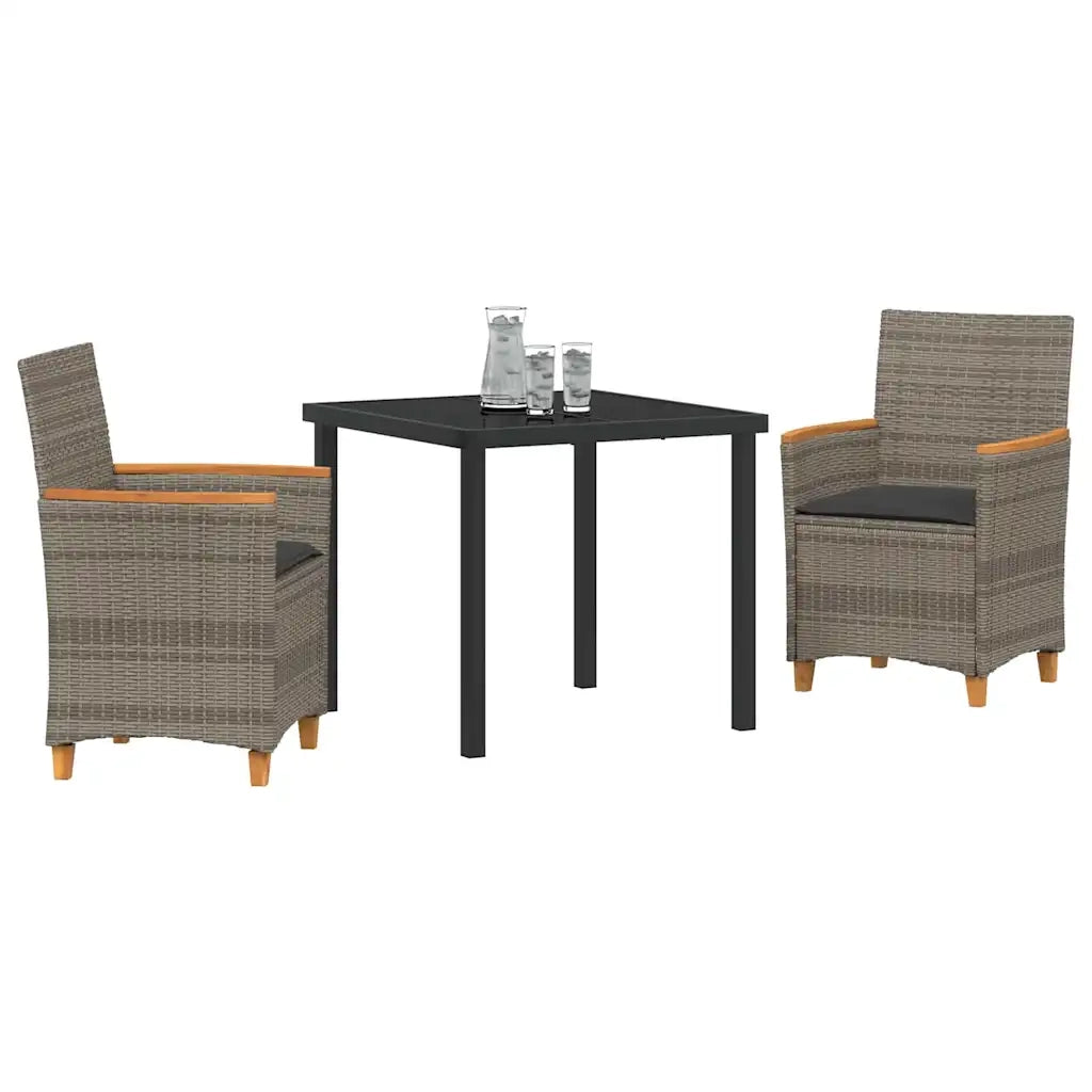 Set da Pranzo per Giardino 3 pcs Grigio polyrattan 3381093
