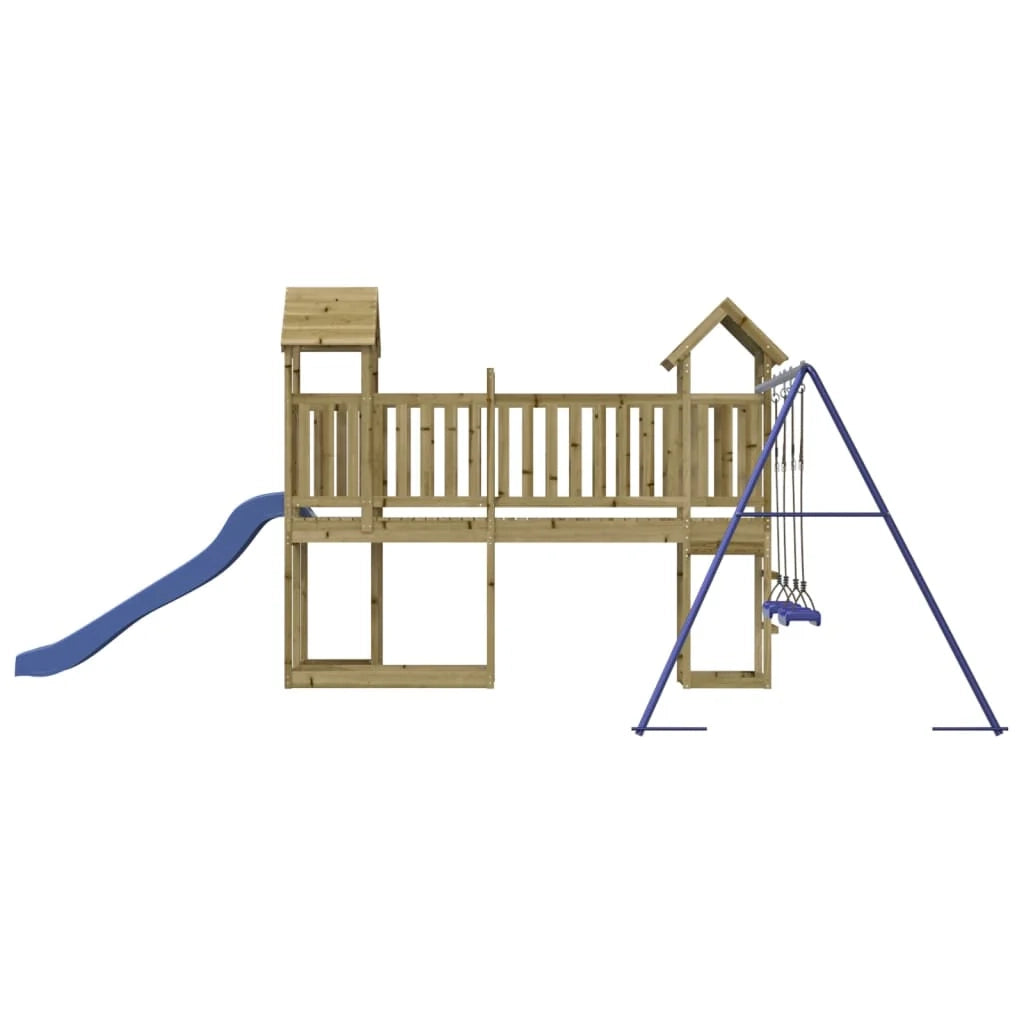 Altalene per parco giochi all'aperto scivolo altalene robuste giochi da giardino 357 x 524 x 214 cm legno di pino impregnato 02_0004656
