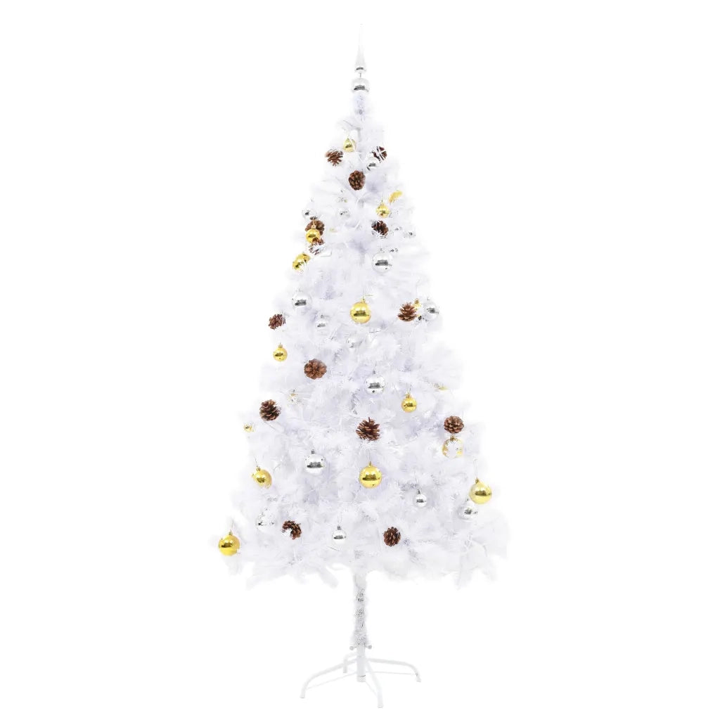 Albero di Natale Preilluminato con Palline Bianco 180 cm 321503