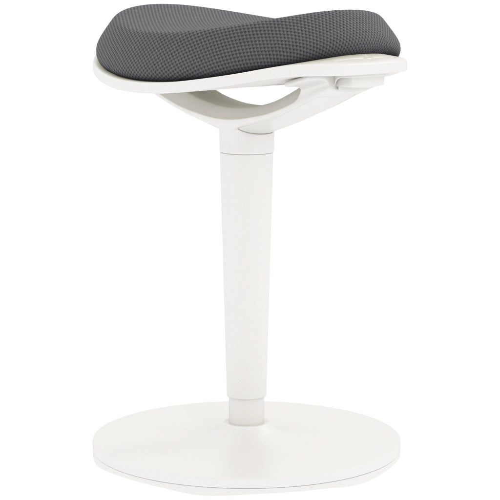 Sgabello da ufficio ergonomico regolabile in altezza con seduta mobile e rete mesh grigio