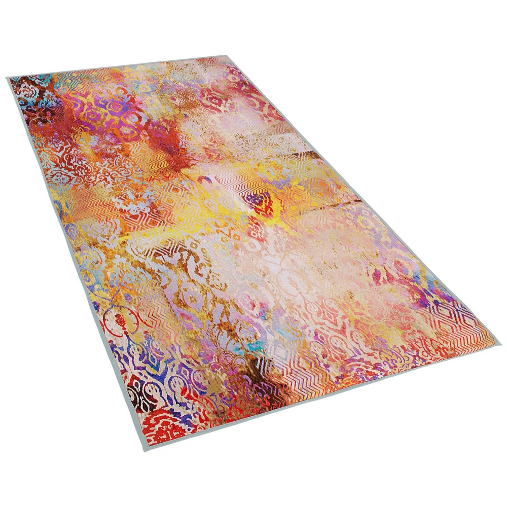 Tappeto tappetino Moquette Tessuto in poliestere Multicolore Motivo astratto Fondo rivestito in gomma 80 x 150 cm