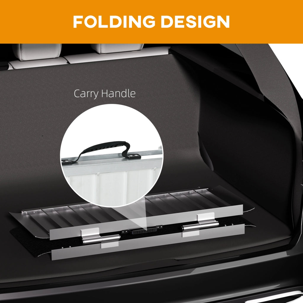 EasyComfort Rampa per Sedia a Rotelle Pieghevole in Alluminio con Deflettori e Adesivi, 91x73.6x5.1 cm, Nero