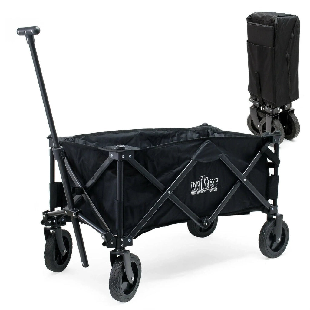 Carrello da trasporto pieghevole protezione solare carrello a mano per uso in spiaggia e in giardino nero 16_0000762