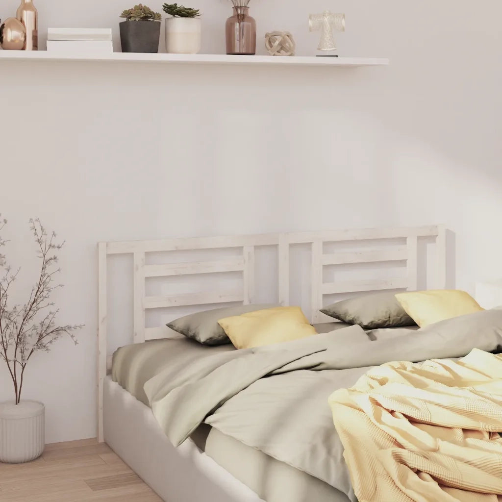 Testiera per Letto Bianca 206x4x100cm in Legno Massello di Pino 818841