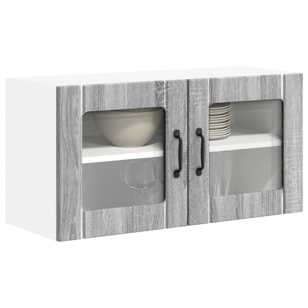 Pensile da cucina | Mobile in vetro da parete LUCCA Grigio Sonoma 80 x 31 x 40 cm
