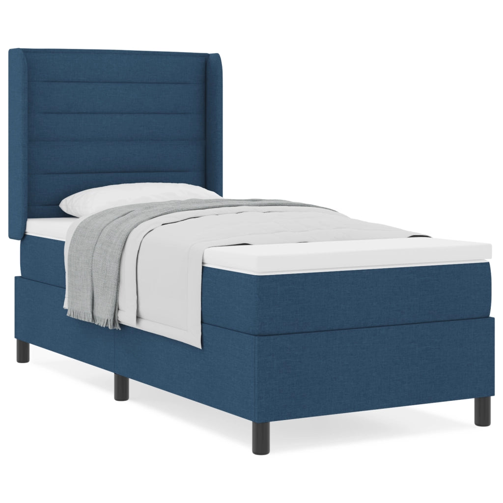 Letto a Box Spring con Materasso Blu 80x200 cm in Tessuto
