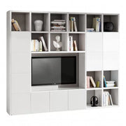 Parete attrezzata moderna frassino bianco  l261 p30 h218 - Mobili 2G