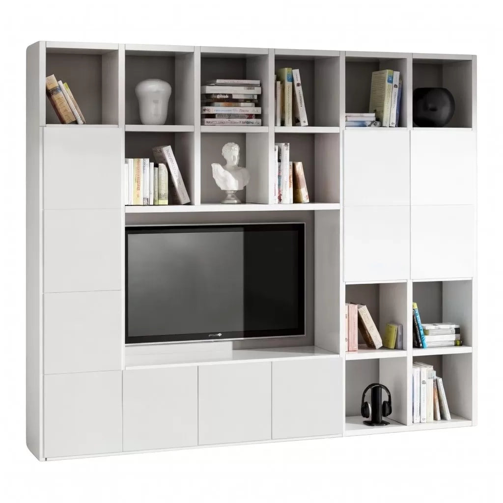 Parete attrezzata moderna frassino bianco  l261 p30 h218 - Mobili 2G