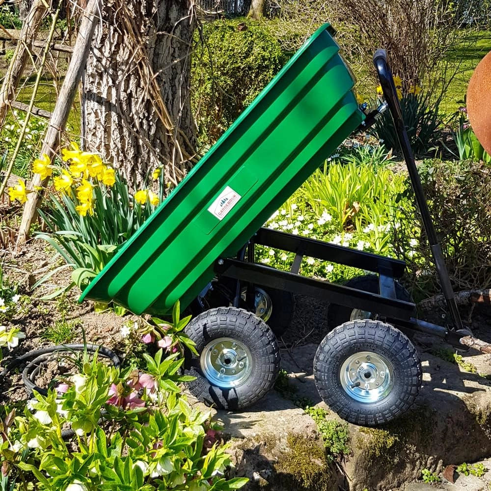 ® Carrello da Giardino Max. 300kg Cassone Ribaltabile Funzione Inclinazione Cariola Giardinaggio