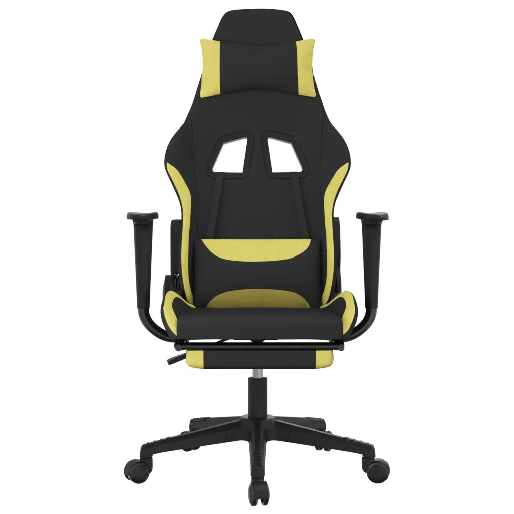 Sedia da Gaming | Sedia da e-sports con Poggiapiedi Nero e Verde Chiaro in Tessuto