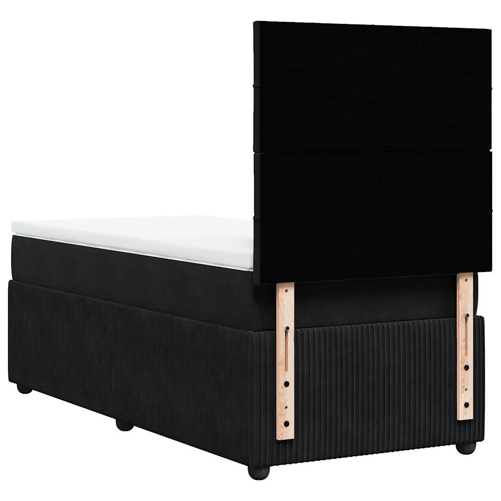 Giroletto a Molle con Materasso Nero 90x200 cm in Velluto