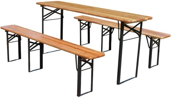 Set di Bevande per Esterno - Ripiegabile - Resistente alle Intemperie - Legno di Pino Massello - 3 Parti