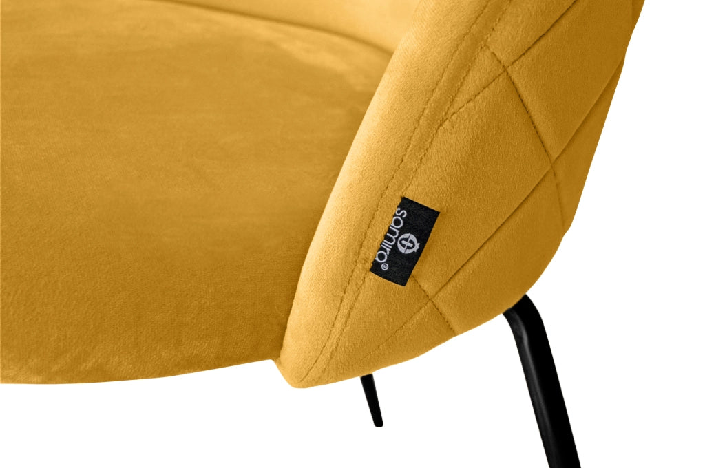Set di 2 sedie da pranzo imbottite in velluto giallo senape piede nero – Nicole - SD32NIPN