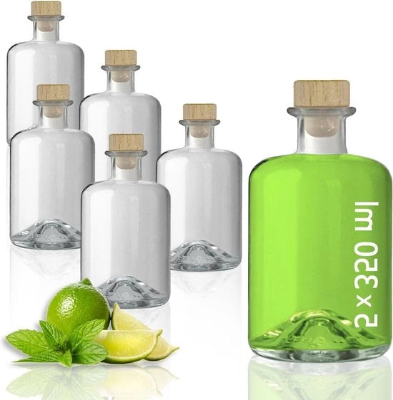 5 x Bottiglie di Vetro vuote da 350 ml - per Aceto, Olio, Gin, Liqueur - Auto-rifornimento - Spedizione 24 Ore
