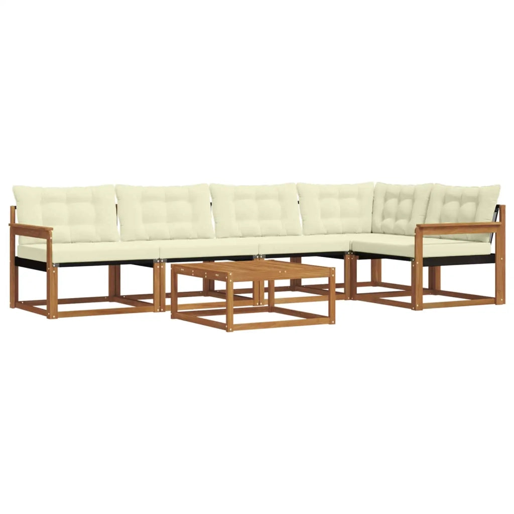Set di divani da esterno con cuscino 6 pcs Naturale e Crema