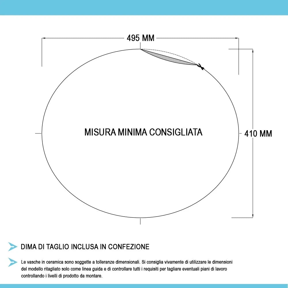 Lavabo da incasso soprapiano 53x43,5 cm Rak modello Jessica