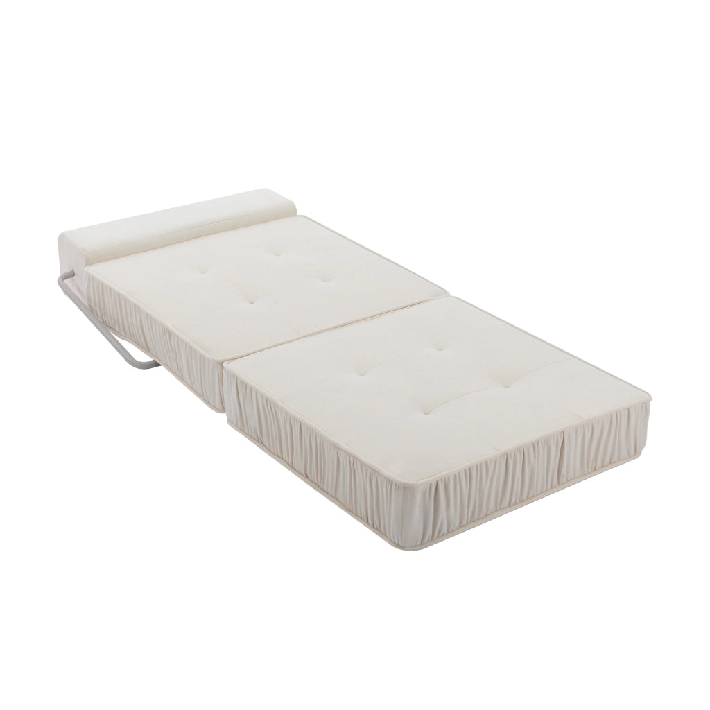 Poltrona Letto Pieghevole ¨C MINIMAL ¨C Tessuto Bianco, Reclinabile, Cuscino Rimovibile
