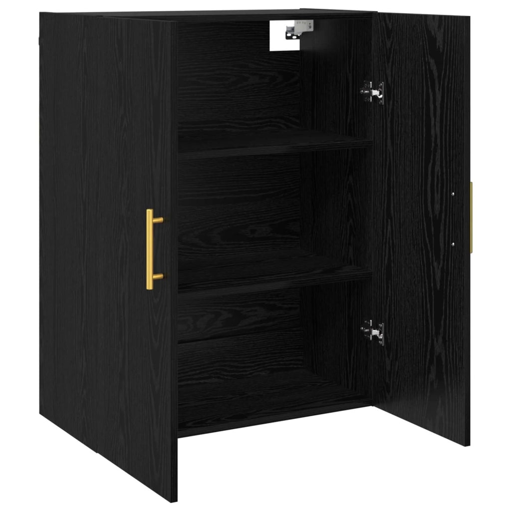 Set di 2 moderni pensili a 4 ante contenitivi ottimizzati 69,5 x 34 x 90 cm legno di rovere nero ingegnerizzato 02_0056042
