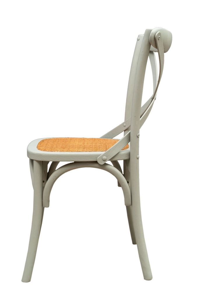 Biscottini Sedia Thonet in massello di frassino e seduta rattan finitura Grigio L48xPR52xH88 cm