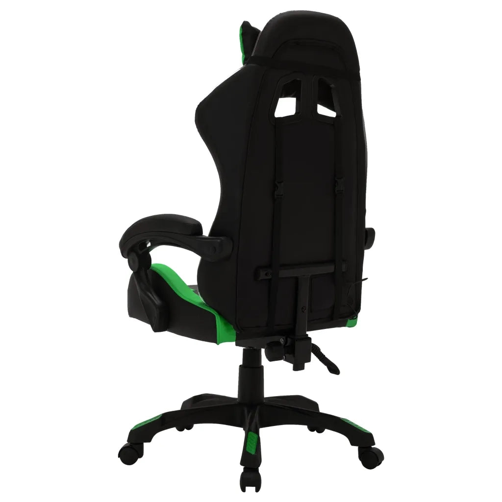 Sedia da Ufficio | Sedia da Gaming con Luci a LED RGB Verde e Nera in Similpelle
