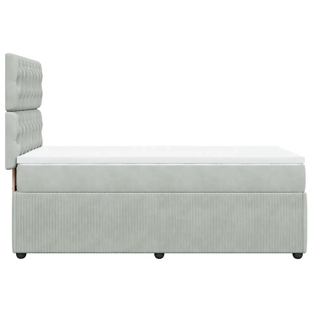 Giroletto a Molle con Materasso Grigio Chiaro 90x200 cm Velluto