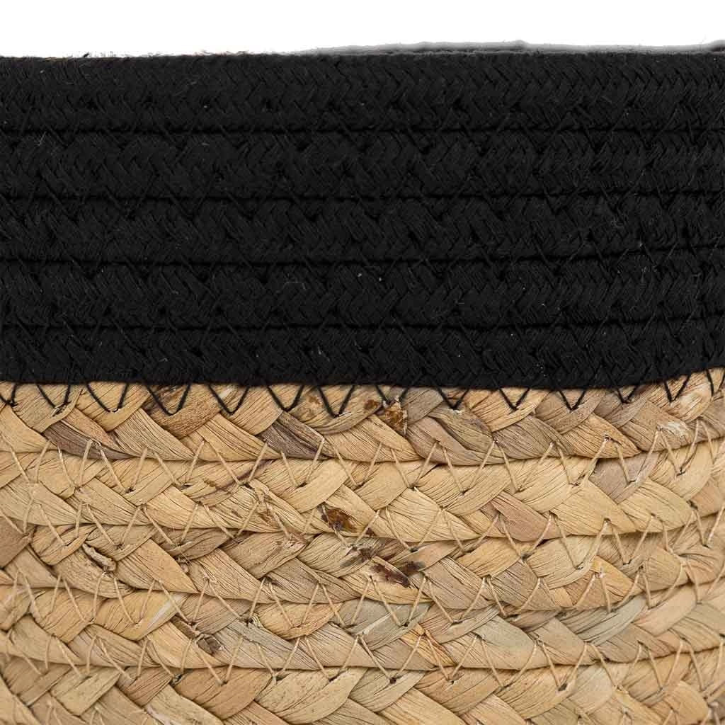 Cesto in fibra naturale e cotone nero D20x12/18