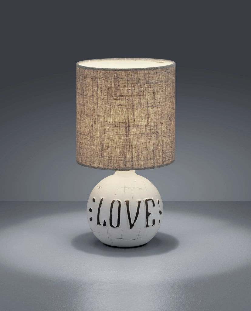 Lampada Tavolo Abat Jour Comodino Ceramica Love Paralume Marrone Esna GD Trio