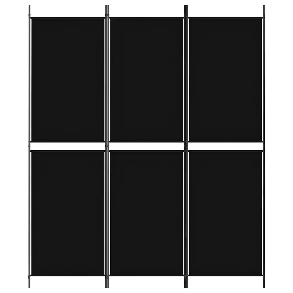 Divisorio Ambienti | Divider per stanze | Paravento a 3 Pannelli Nero 150x180 cm in Tessuto