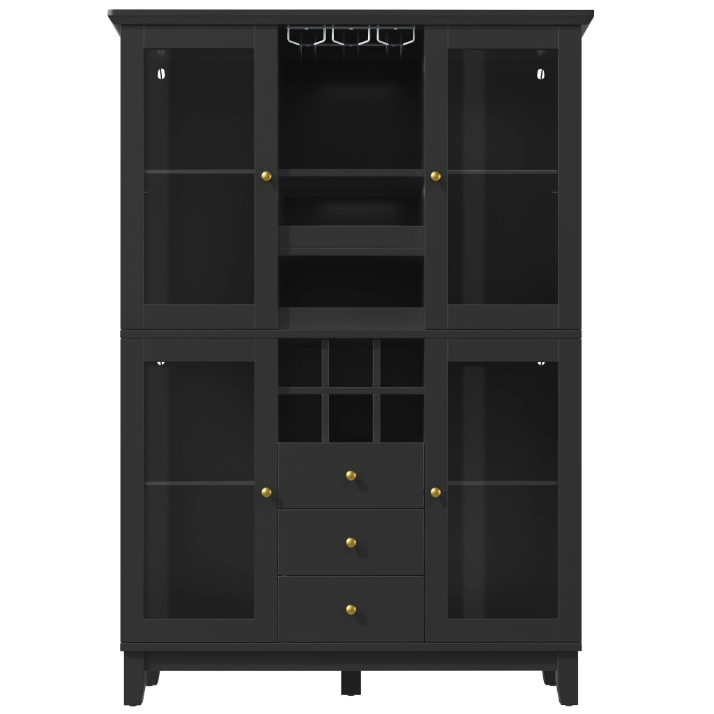 Credenza per vini con 3 cassetti; ripiani regolabili; porta bicchieri e bottiglie; LED RGB via app; per soggiorno 120 × 40 × 180;5 cm