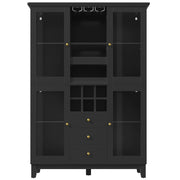 Credenza per vini con 3 cassetti; ripiani regolabili; porta bicchieri e bottiglie; LED RGB via app; per soggiorno 120 × 40 × 180;5 cm