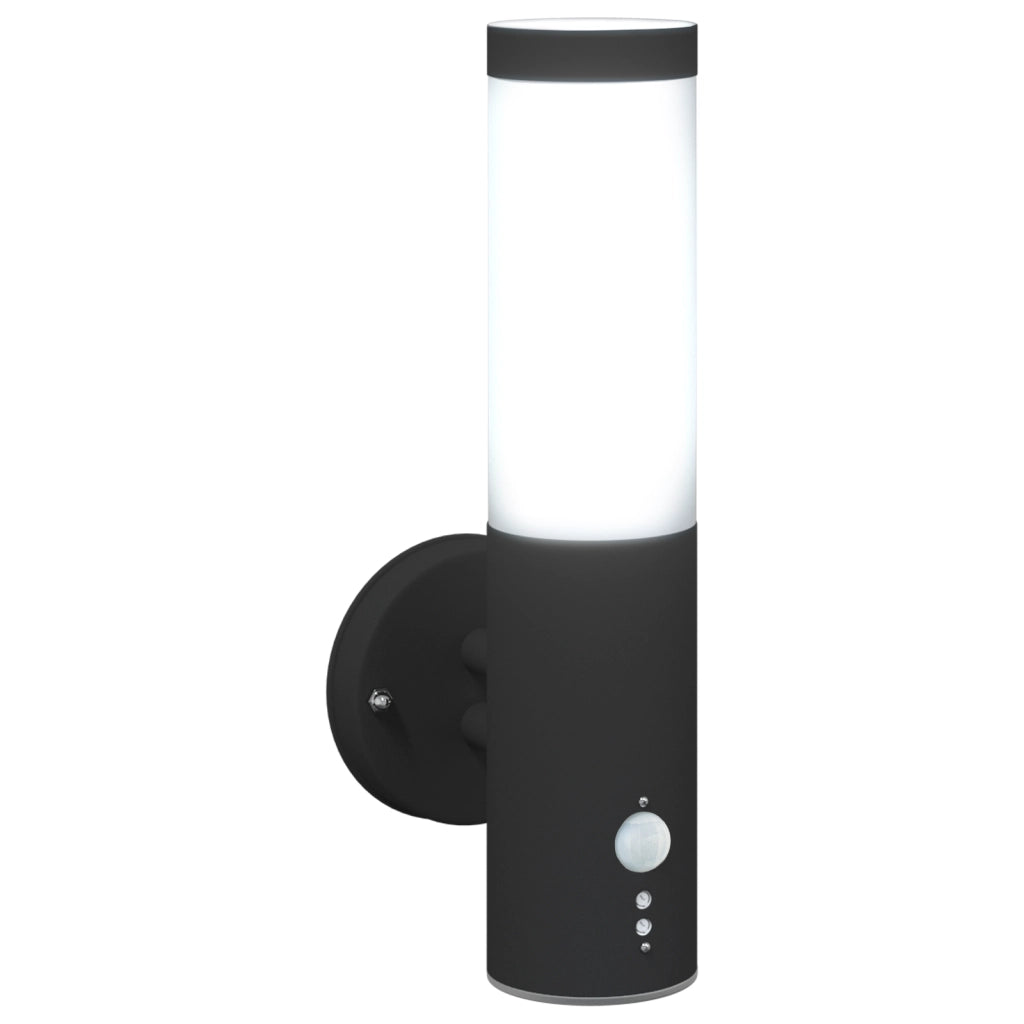 Lampada da Parete Esterna con Sensore Nera Acciaio Inossidabile IP44