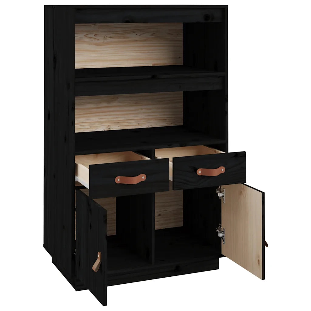 Credenza | Madia | Buffet da pranzo | Armadio da pranzo Nera 67x40x108,5 cm in Legno Massello di Pino