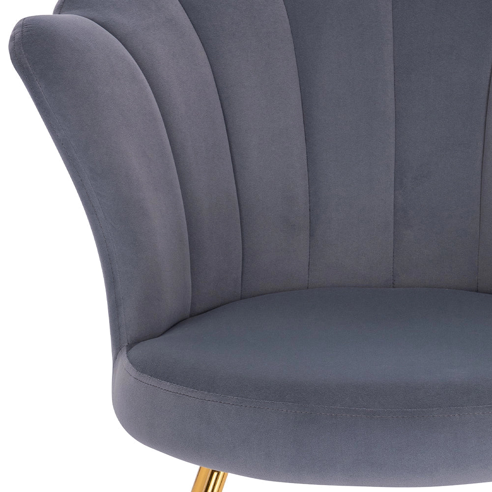 Sedia Relax con Schienale e Seduta in Velluto Grigio Struttura Metallo