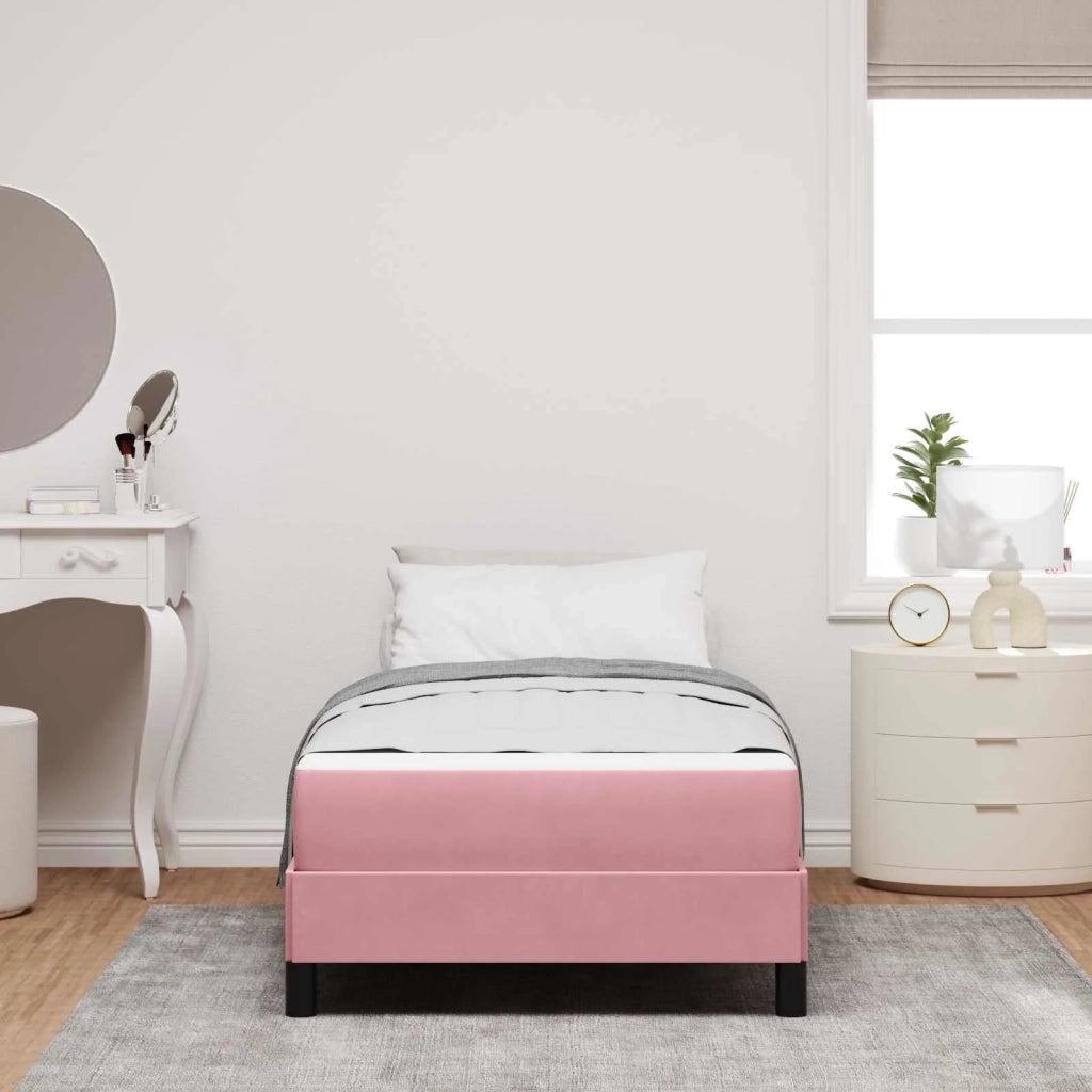 Letto a molle con materasso Rosa 80 x 200 cm Tessuto