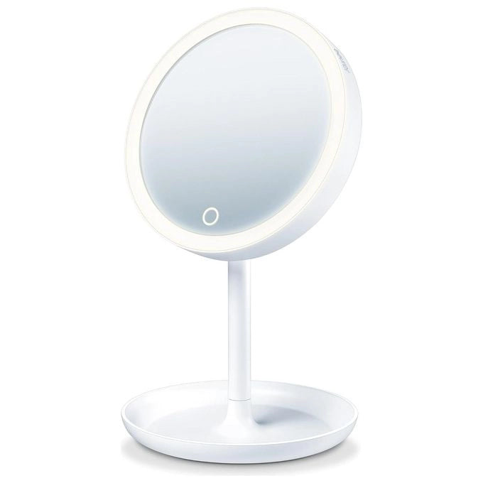 Beurer BS 45 Specchio Cosmetico con Illuminazione Led Regolabile Ingrandimento 5X e Base Porta Oggetti