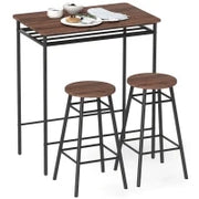 Tavolo Alto da Cucina con 2 Sgabelli Industrial Scaffale Aperto Poggiapiedi Risparmio di Spazio per Spazi Ridotti