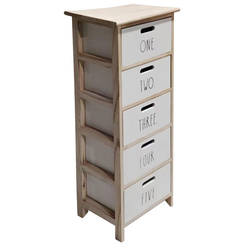 Cassettiera Write 5 Cassortiti 34x25x98 Frontale Bianco Con Stampa