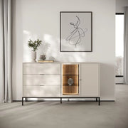 Madia Leriti, Credenza 3 Cassetti, 150x40x92h cm Beige Cashmere