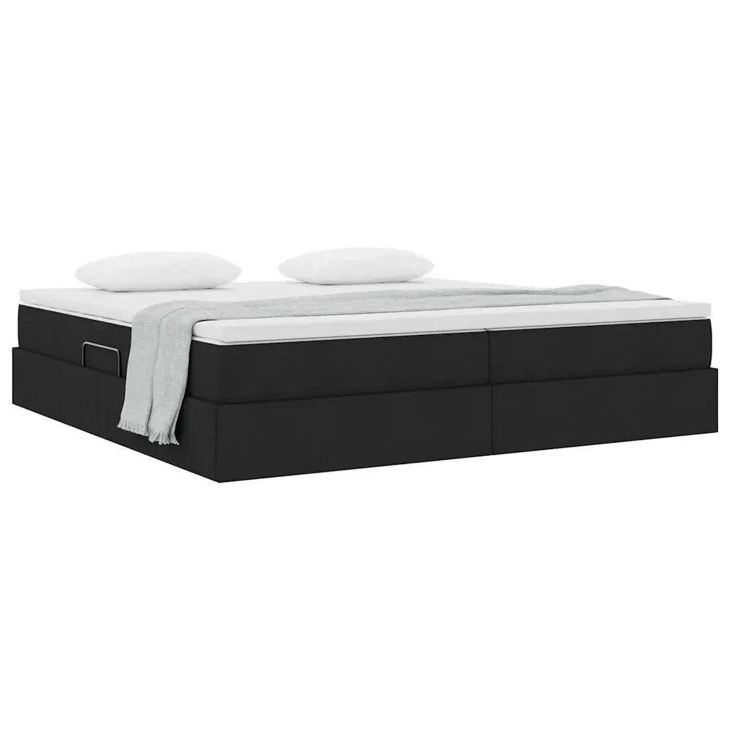 Letto con contenitore e materasso Nero 200 x 200 cm Poliestere