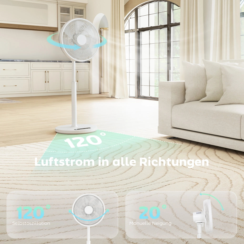Ventilatore da terra con telecomando e 12 velocit¨¤ ¨C zephmum ¨C Bianco altezza regolabile
