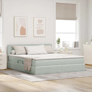 Letto con contenitore e LED Grigio chiaro 160 x 200 cm Velluto