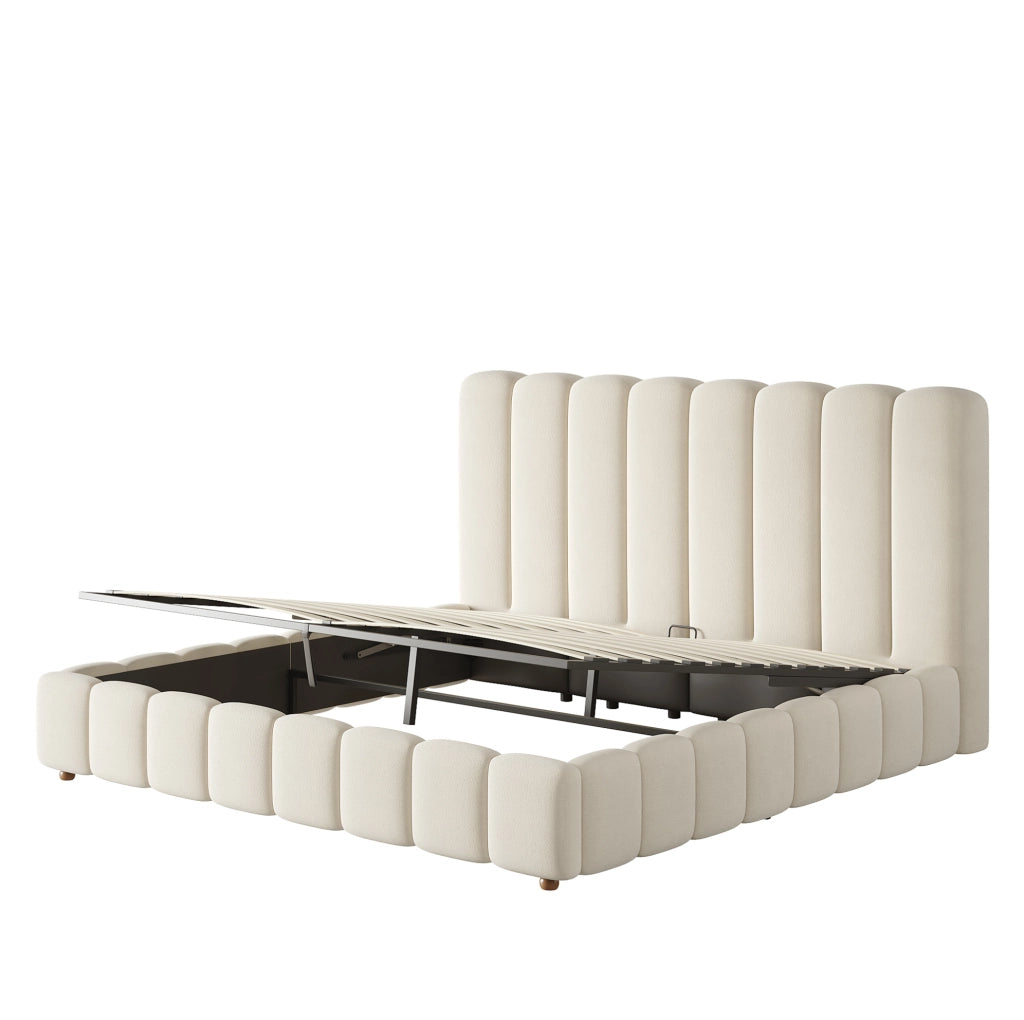 Letto matrimoniale imbottito 160x200 cm con contenitore idraulico e rete