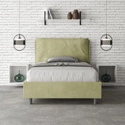 Letto imbottito Piazza e mezzo 110x210 cm Large - Con rete,Microfibra,Tè verde