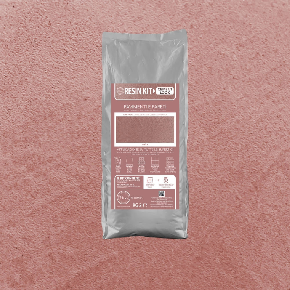 Kit Resina Cemento Fleur in Polvere per Pavimenti Pareti Piastrelle Colore: Amelie, Formato: 2 Kg