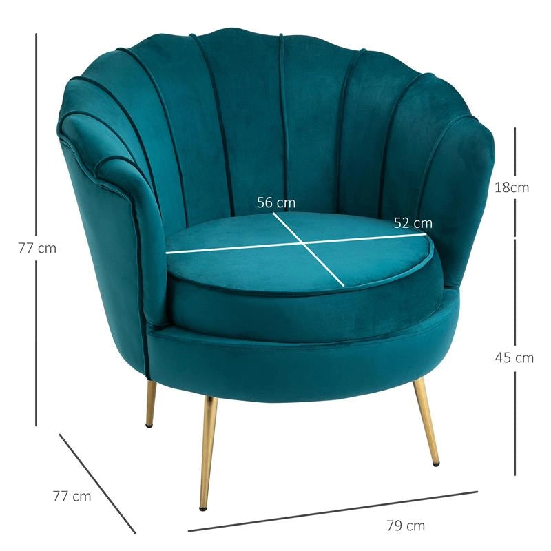 POLTRONA DESIGN VINTAGE IN VELLUTO VERDE PETROLIO
