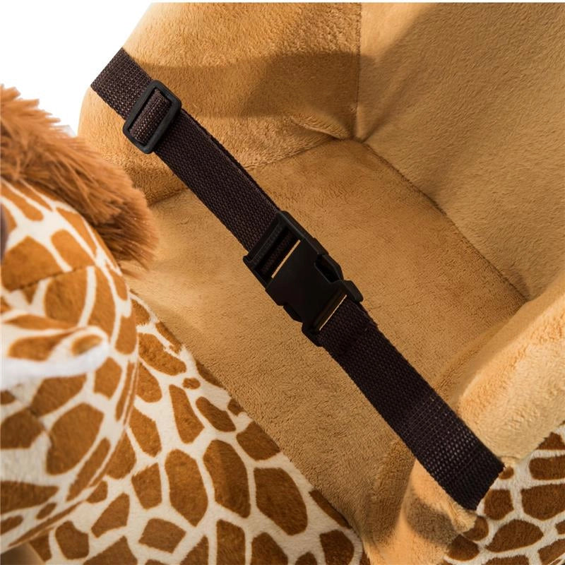 DONDOLO IN LEGNO GIRAFFA PER BAMBINI IN MORBIDO PELUCHE CON SUONI