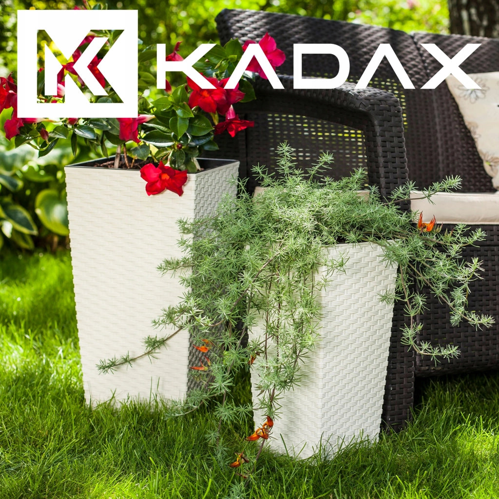 Set di 3 vasi da fiori KADAX, vasi da giardino + inserti, alti, grandi, bianchi, 57+68+75 cm
