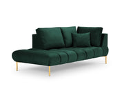 Cosmopolitan Design - Chaise longue sinistra "Hastings" 2 posti in velluto verde bottiglia 