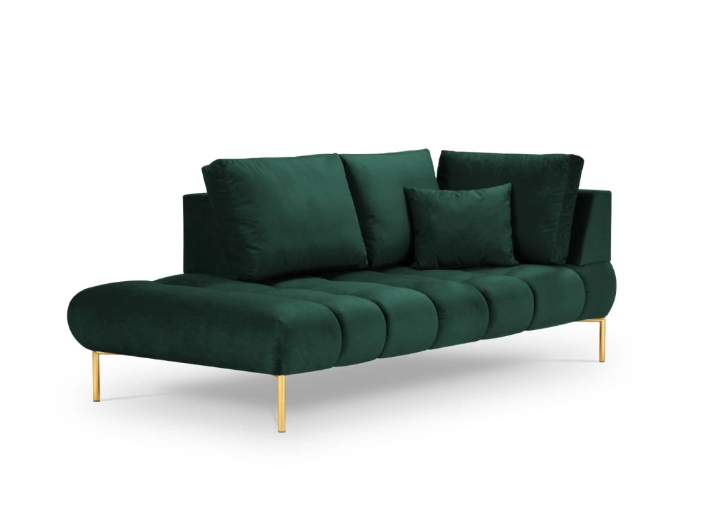 Cosmopolitan Design - Chaise longue sinistra "Hastings" 2 posti in velluto verde bottiglia 