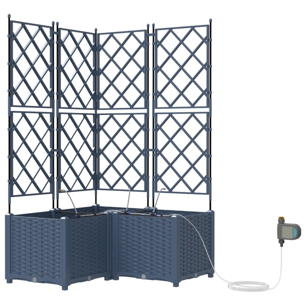Fioriere da Giardino con Sistema di Irrigazione 3 pcs Grigio